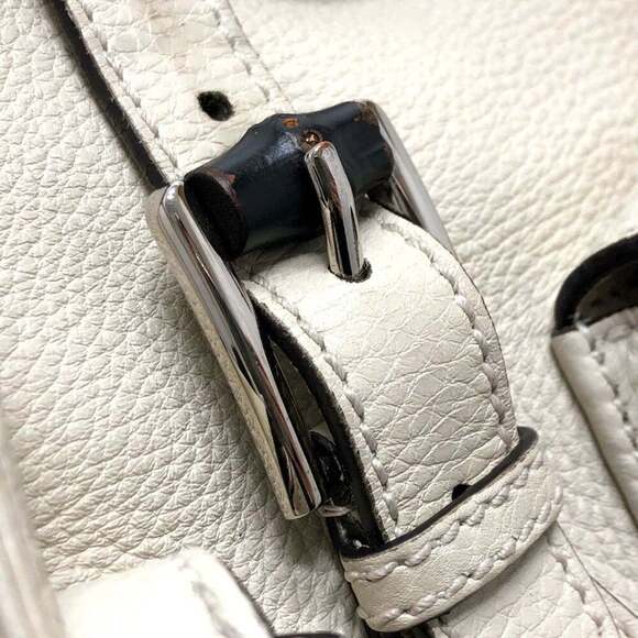 GUCCI White Leather Bamboo Backpack main image 8